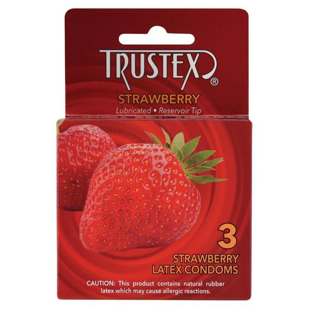 Anal Lubricant | Trustex Lubricated Reservoir Tip Flavored Latex Condom Strawberry – 3-Pack Anal Lubricant Anal Lubricant