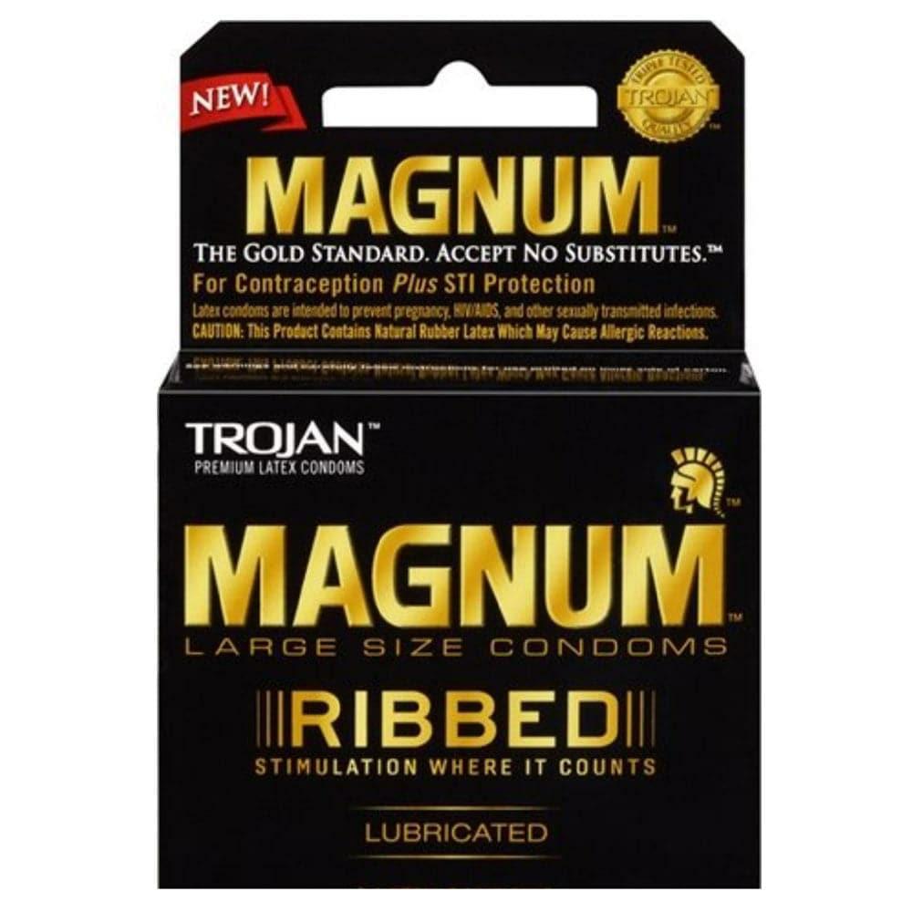 Lubricants & Condoms | Trojan Magnum Ribbed Lubricated Latex Condoms 3-Pack Large Accessories Lubricants & Condoms