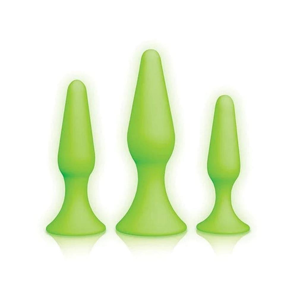 Plugs/Vibes | Ouch! Glow In The Dark 3 Piece Silicone Anal Plug Set – Neon Green Pegging/Plugs Plugs/Vibes