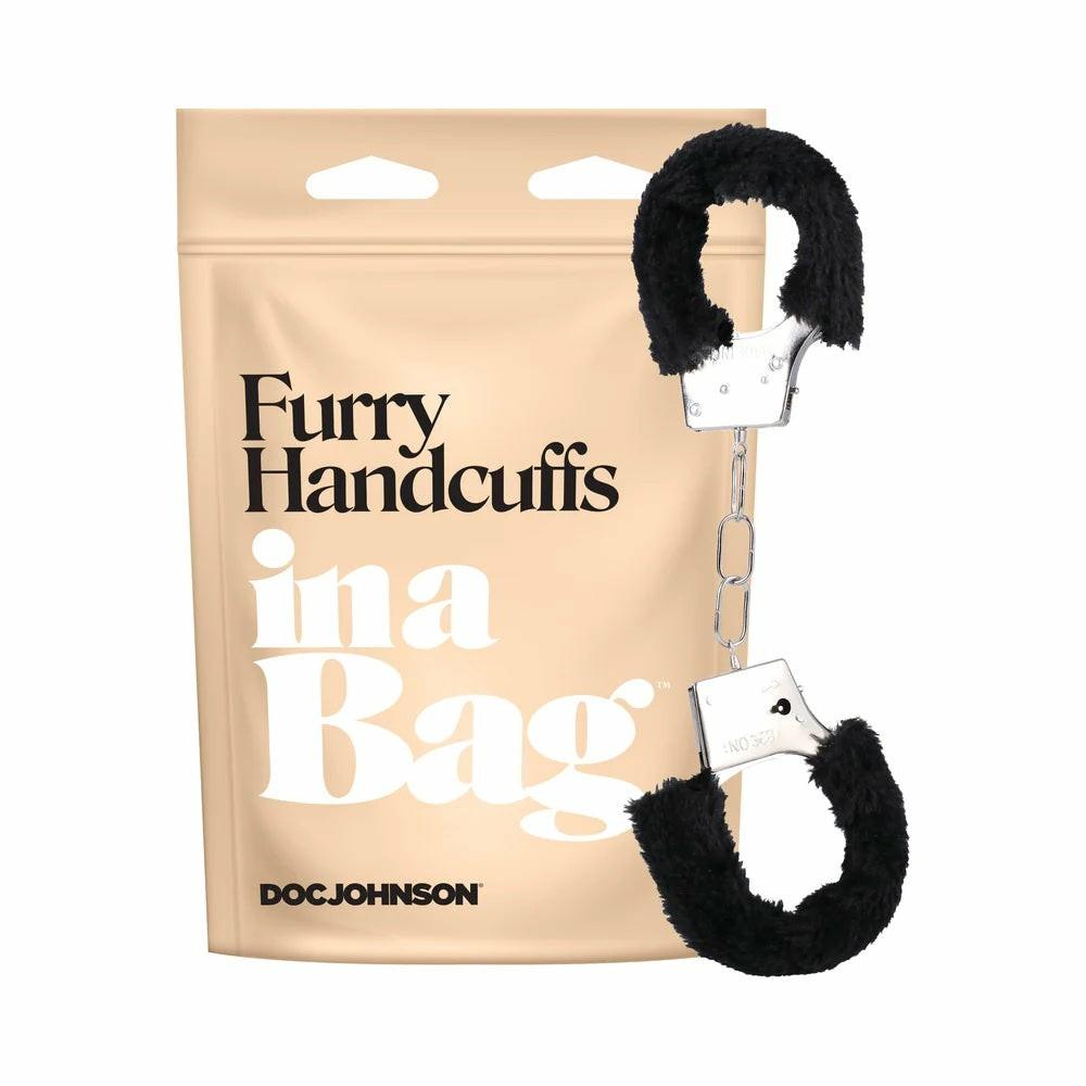 Restraints & Impact Play | Furry Handcuffs In A Bag – Black Accessories Restraints & Impact Play