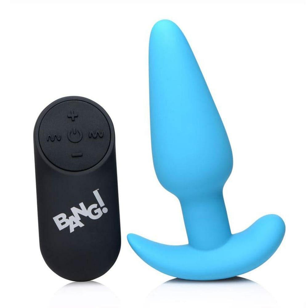 Butt Vibes | Bang! 21X Vibrating Silicone Rechargeable Butt Plug – Remote Control – Blue Butt Vibes Butt Vibes