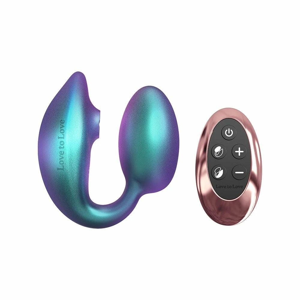 Remote Control Vibes | Wonderlover Iridescent Turquoise Flapping Dual Stimulator With Remote Remote Control Vibes Remote Control Vibes